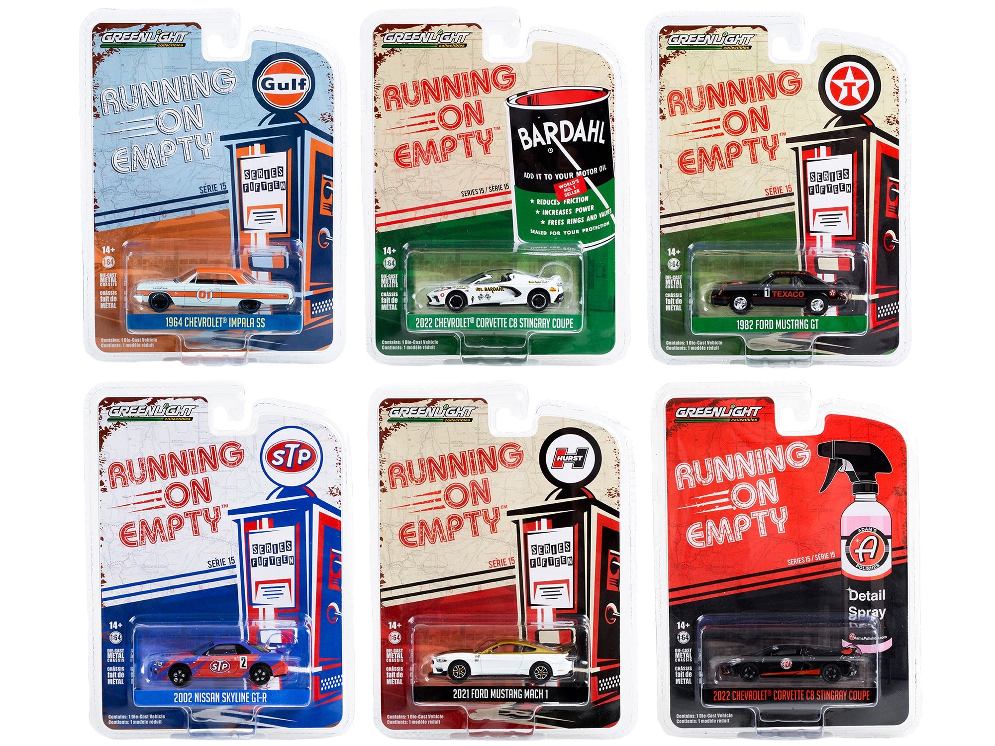 "Running on Empty" 6 piece Set Series 15 1/64 Diecast Model Cars by Greenlight
