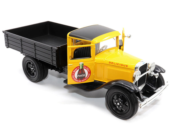 1931 Ford Model AA Pickup Truck Yellow and Black "Drink it Ice Cold for Sparkling Refreshment - Coca-Cola" 1/24 Diecast Model Car by Motor City Classics
