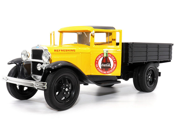 1931 Ford Model AA Pickup Truck Yellow and Black "Drink it Ice Cold for Sparkling Refreshment - Coca-Cola" 1/24 Diecast Model Car by Motor City Classics