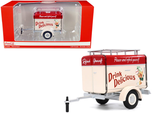 Travel Trailer Cream with Red Top "Pause and Refresh Yourself Drink Delicious Coca-Cola" 1/24 Diecast Model Car by Motor City Classics