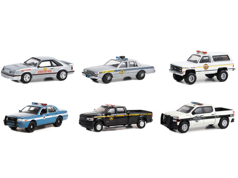 "Hot Pursuit" Set of 6 Police Cars Series 44 1/64 Diecast Model Cars by Greenlight