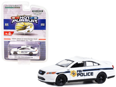 2013 Ford Police Interceptor White "FBI Police (Federal Bureau of Investigation Police)" "Hot Pursuit" Special Edition 1/64 Diecast Model Car by Greenlight