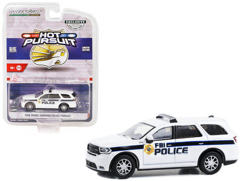 2018 Dodge Durango Police Pursuit White "FBI Police (Federal Bureau of Investigation Police)" "Hot Pursuit" Special Edition 1/64 Diecast Model Car by Greenlight