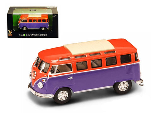 1962 Volkswagen Microbus Van Bus Orange/Purple 1/43 Diecast Car by Road Signature