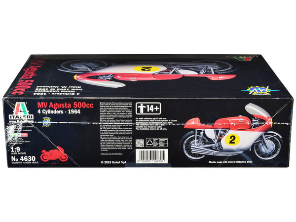 Skill 4 Model Kit 1964 MV Agusta 500 CC. 4 Cylinders #2 Motorcycle "World Champion from 1962 to 1965" 1/9 Scale Model by Italeri