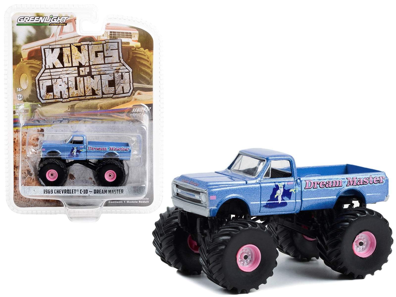 1969 Chevrolet C-10 Monster Truck Blue Metallic "Dream Master" "Kings of Crunch" Series 12 1/64 Diecast Model Car by Greenlight