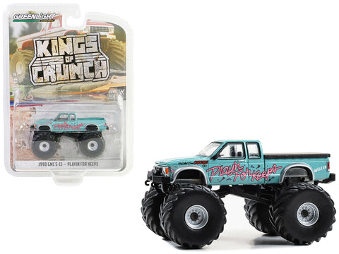 1990 GMC S-15 Monster Truck Light Blue "Playin' for Keeps" "Kings of Crunch" Series 14 1/64 Diecast Model Car by Greenlight