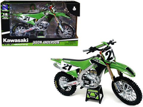 Kawasaki KX450SR Dirt Bike Motorcycle #21 Jason Anderson Green and Black "Kawasaki Racing Team" 1/6 Model by New Ray