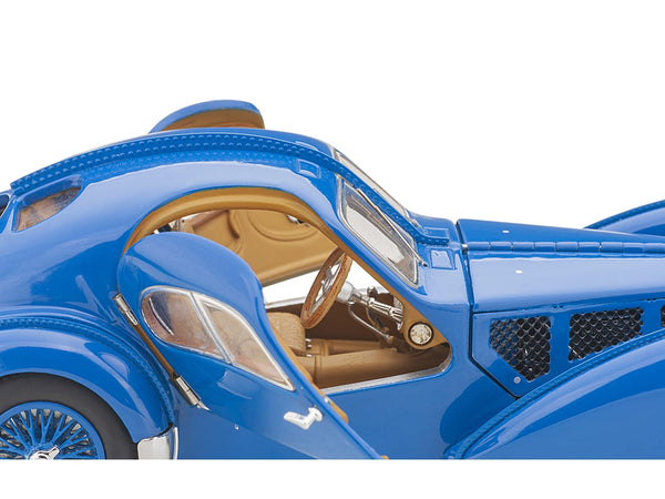 1938 Bugatti Type 57SC Atlantic with Metal Wire-Spoke Wheels Blue 1/43 Diecast Model Car by Autoart