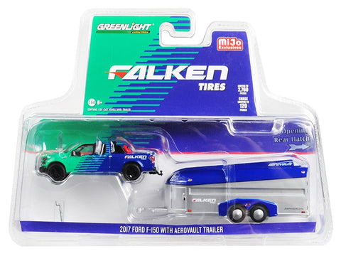 2017 Ford F-150 Pickup Truck and Aerovault Trailer "Falken Tires" Limited Edition to 2760 pieces Worldwide 1/64 Diecast Model Car by Greenlight