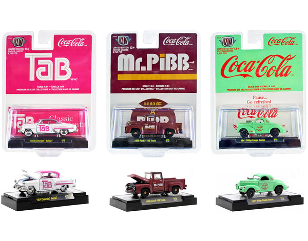 "Sodas" Set of 3 pieces Release 19 Limited Edition to 8750 pieces Worldwide 1/64 Diecast Model Cars by M2 Machines