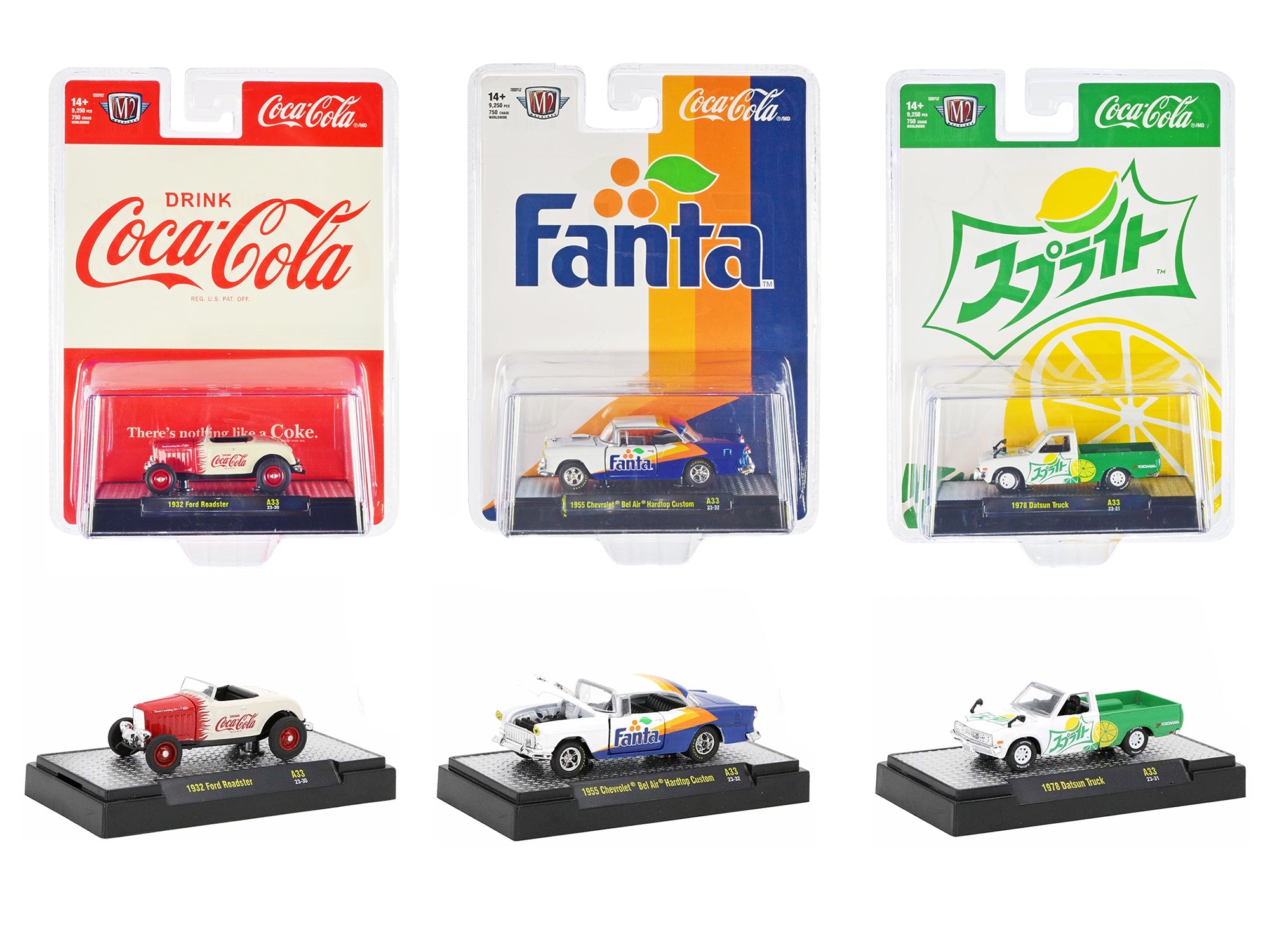 "Sodas" Set of 3 pieces Release 33 Limited Edition to 9250 pieces Worldwide 1/64 Diecast Model Car by M2 Machines