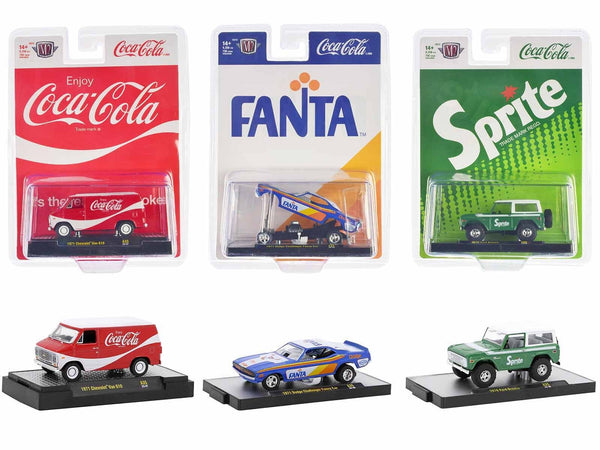 "Sodas" Set of 3 pieces Release 35 Limited Edition to 9250 pieces Worldwide 1/64 Diecast Model Cars by M2 Machines