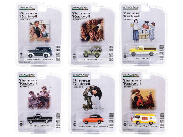 "Norman Rockwell" Set of 6 pieces Series 5 1/64 Diecast Model Cars by Greenlight