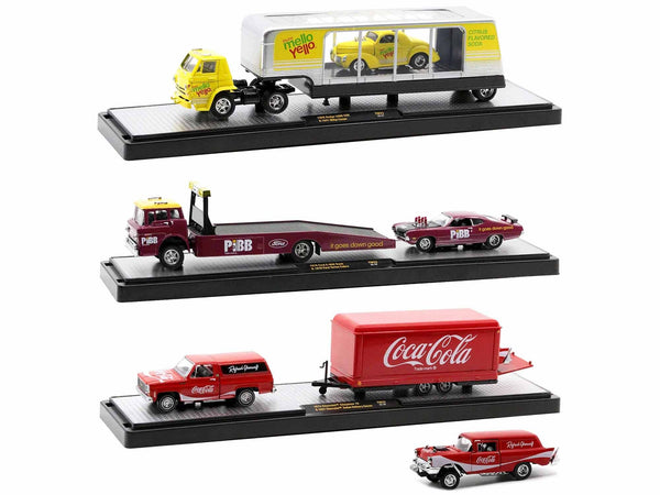 Auto Haulers "Coca-Cola" Set of 3 pieces Release 23 Limited Edition 1/64 Diecast Model Cars by M2 Machines