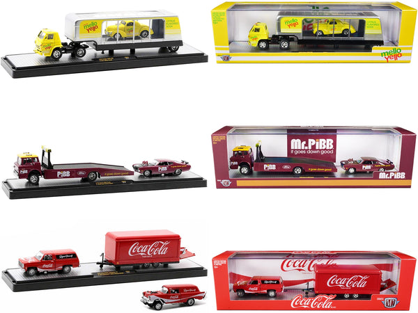 Auto Haulers "Coca-Cola" Set of 3 pieces Release 23 Limited Edition 1/64 Diecast Model Cars by M2 Machines