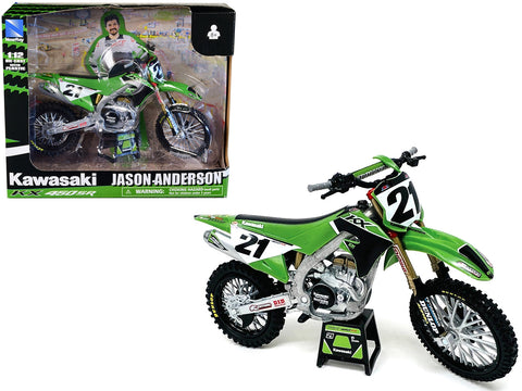 Kawasaki KX450SR Dirt Bike Motorcycle #21 Jason Anderson Green and Black "Kawasaki Racing Team" 1/12 Model by New Ray