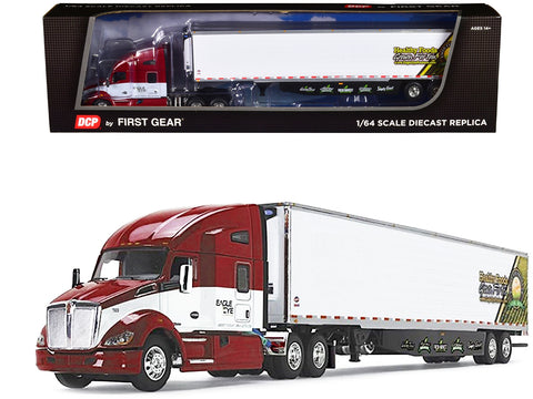 Kenworth T680 with 78" High-Roof Sleeper and 53' Ribbed Utility Refrigerated Trailer "Eagle Eye Produce" Red and White 1/64 Diecast Model by DCP/First Gear