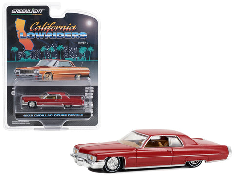 1973 Cadillac Coupe deVille Lowrider Custom Maroon "California Lowriders" Series 3 1/64 Diecast Model Car by Greenlight