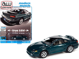 1992 Dodge Stealth R/T Twin Turbo Emerald Green Metallic with Black Top "Modern Muscle" Limited Edition to 12040 pieces Worldwide 1/64 Diecast Model Car by Auto World
