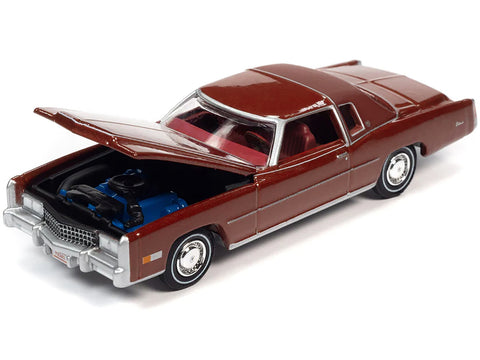 1975 Cadillac Eldorado Firethorn Red Metallic with Rear Section of Roof Matt Dark Red "Luxury Cruisers" Limited Edition to 14910 pieces Worldwide 1/64 Diecast Model Car by Auto World