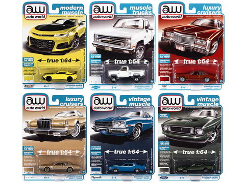 Auto World Premium 2022 Set B of 6 pieces Release 1 1/64 Diecast Model Cars by Auto World