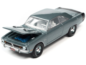 1971 Dodge Dart Swinger 340 Special Light Gunmetal Gray Metallic with Black Tail Stripe "Vintage Muscle" Limited Edition 1/64 Diecast Model Car by Auto World