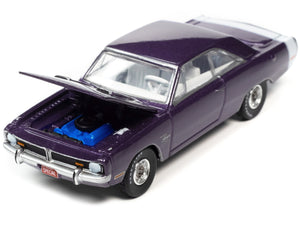1971 Dodge Dart Swinger 340 Special Plum Crazy Purple Metallic with White Tail Stripe "Vintage Muscle" Limited Edition 1/64 Diecast Model Car by Auto World