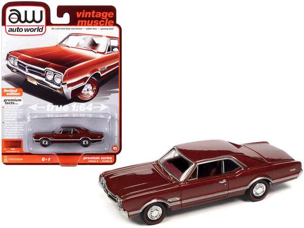 1966 Oldsmobile 442 Autumn Bronze Metallic with Red Interior "Vintage Muscle" Limited Edition 1/64 Diecast Model Car by Auto World
