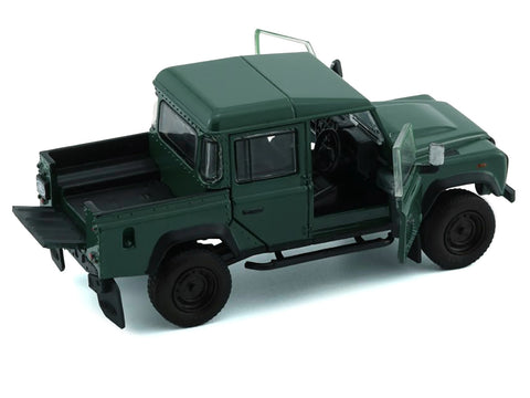 Land Rover Defender 110 Pickup Truck Green with Extra Wheels 1/64 Diecast Model Car by BM Creations