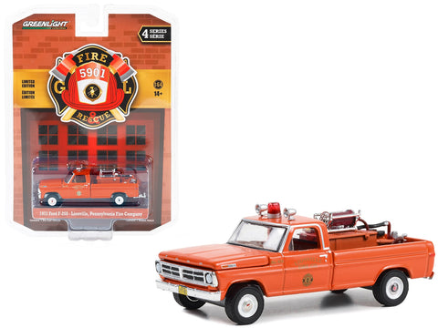 1972 Ford F-250 Pickup Truck with Fire Equipment Hose and Tank Red "Lionville Pennsylvania Fire Company" "Fire & Rescue" Series 4 1/64 Diecast Model Car by Greenlight
