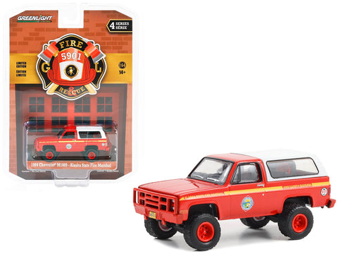 1984 Chevrolet M1009 Red with White Camper Shell "Alaska State Fire Marshal" "Fire & Rescue" Series 4 1/64 Diecast Model Car by Greenlight