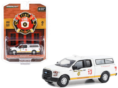 2016 Ford F-150 Pickup Truck with Camper Shell White "Chicago Fire Dept. Aviation Division Chicago Illinois" "Fire & Rescue" Series 4 1/64 Diecast Model Car by Greenlight