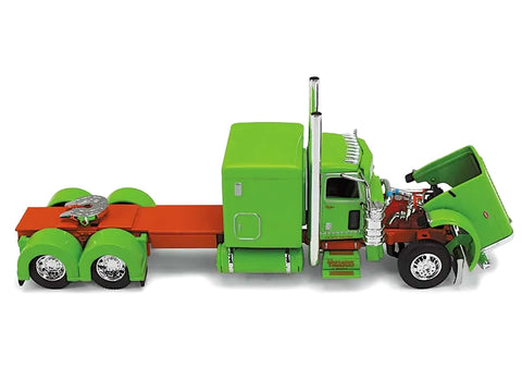 Peterbilt 389 with 63" Flat-Top Sleeper and 53' Utility Trailer "Hallahan Transport" Green "Big Rigs" Series 1/64 Diecast Model by DCP/First Gear