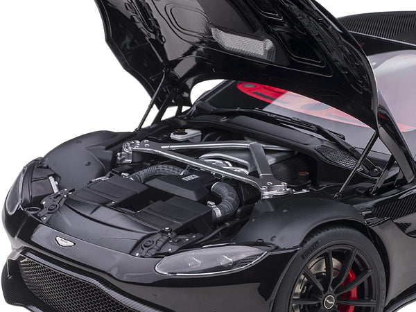 2019 Aston Martin Vantage RHD (Right Hand Drive) Jet Black with Red Interior 1/18 Model Car by Autoart