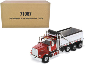 Western Star 4900 SF Dump Truck Red and Silver 1/50 Diecast Model by Diecast Masters