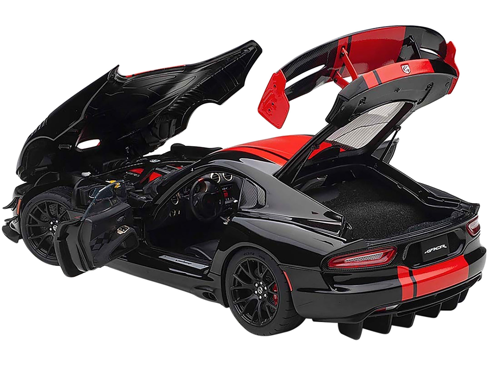 2017 Dodge Viper 1:28 Edition ACR Black with Red Stripes 1/18 Model Car by Autoart