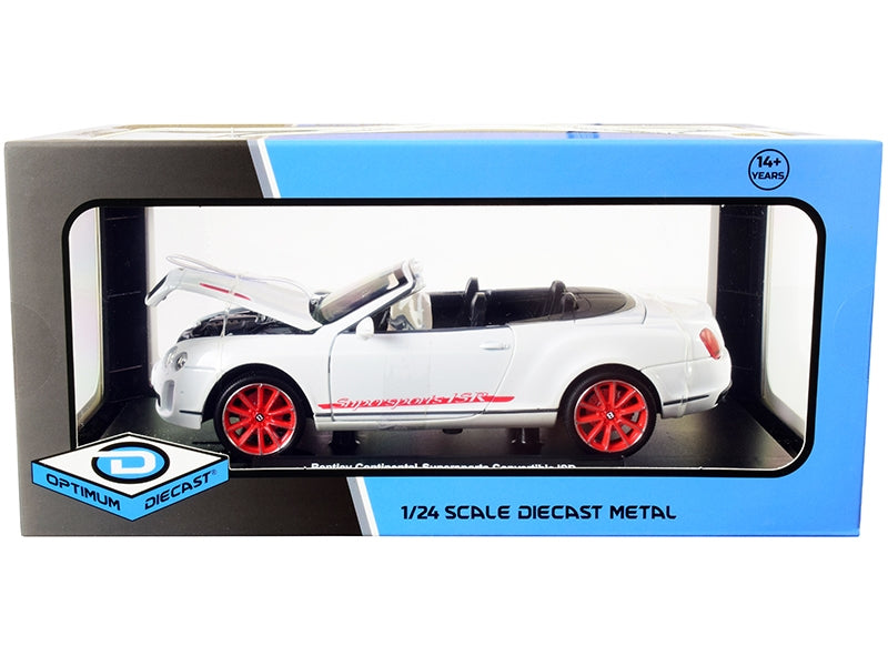 Bentley Continental Supersports ISR Convertible White Metallic with Red Wheels 1/24 Diecast Model Car by Optimum Diecast
