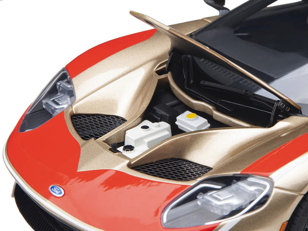 Ford GT Heritage Edition #5 "Holman Moody" Gold Metallic with Red and White Graphics 1/18 Model Car by Autoart