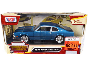 1974 Ford Maverick Blue Metallic "Forgotten Classics" Series 1/24 Diecast Model Car by Motormax