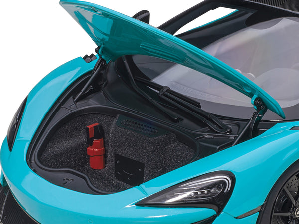 Mclaren 600LT Fistral Blue and Carbon 1/18 Model Car by Autoart