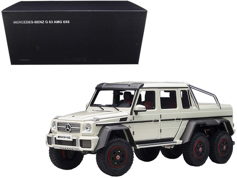 Mercedes Benz G63 AMG 6x6 Designo Diamond White with Carbon Accents 1/18 Model Car by Autoart