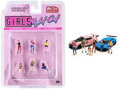 "Girls Night Out" 6 piece Diecast Figurine Set for 1/64 Scale Models by American Diorama