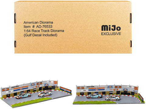 "Race Track Gulf Oil" Diorama with Decals for 1/64 Scale Models by American Diorama