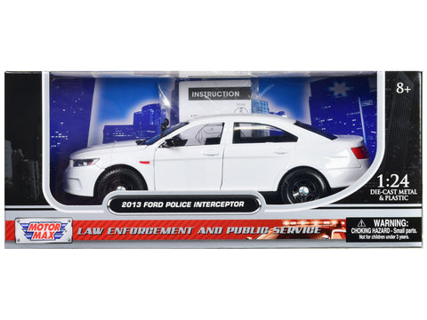 2013 Ford Police Interceptor Unmarked White "Custom Builder's Kit" Series 1/24 Diecast Model Car by Motormax