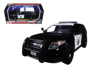 2015 Ford Interceptor Police Utility "California Highway Patrol" (CHP) Black and White 1/24 Diecast Model Car by Motormax