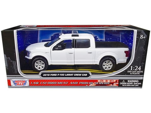 2019 Ford F-150 Lariat Crew Cab Pickup Truck Unmarked Plain White "Law Enforcement and Public Service" Series 1/24 Diecast Model Car by Motormax
