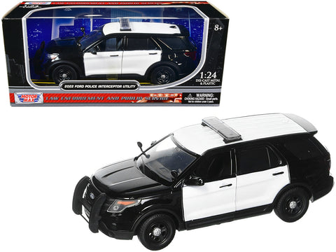 2022 Ford Police Interceptor Utility Unmarked Black and White 1/24 Diecast Model Car by Motormax
