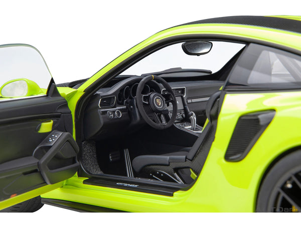 Porsche 911 (991.2) GT2 RS Weissach Package Acid Green with Carbon Stripes 1/18 Model Car by Autoart