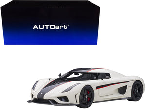 Koenigsegg Regera White with Black Carbon and Red Stripes 1/18  Model Car by Autoart